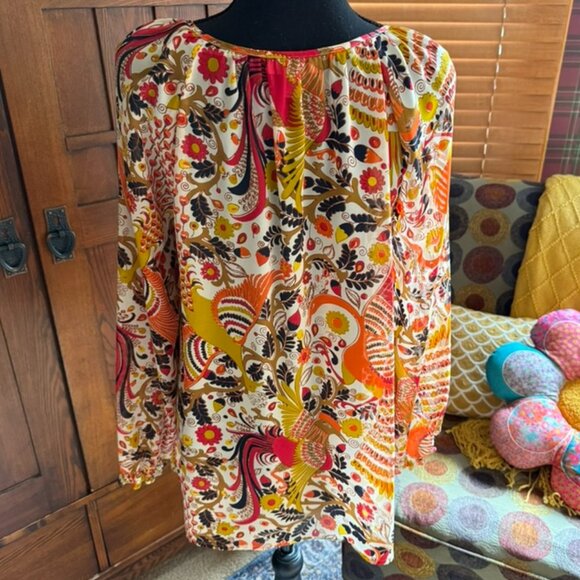 Charter Club Sheer Print Long Sleeve Blouse Size Medium - Picture 4 of 9